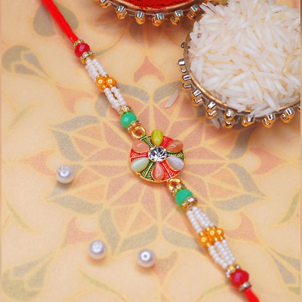 Round Hexa Stone Rakhi